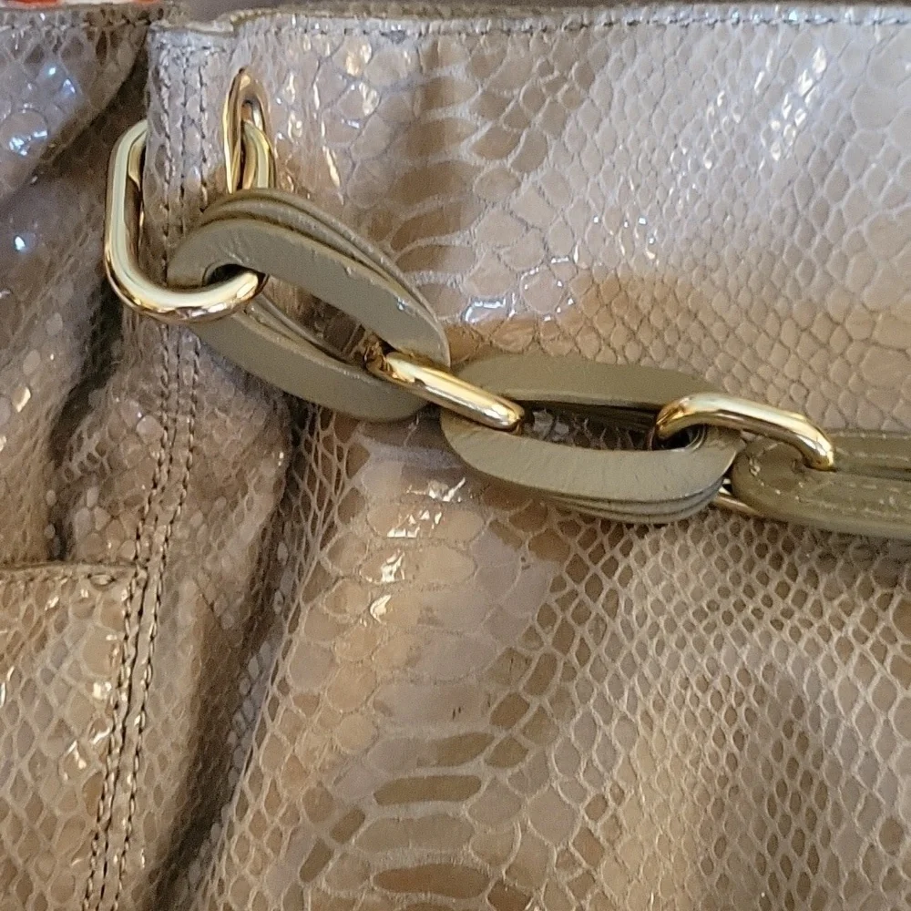 Vtg MICHAEL KORS 1990s Tan Snakeskin Slouchy Hobo Bag AP-1012